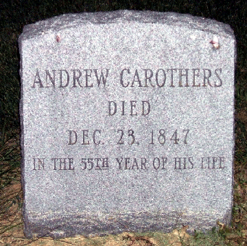 Grave Marker for Andrew Carothers