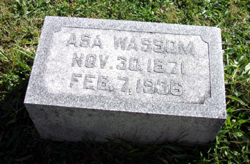 Grave Marker for Asa Wassom
