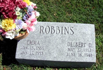 Grave Marker for Delbert and Emma Robbins