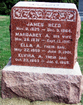 Grave Marker for James, Margaret and Elivara Reed