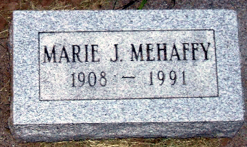 Grave Marker for Marie J. Mehaffy