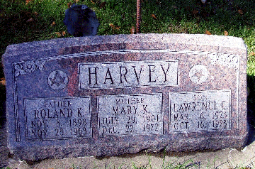 Grave Marker for Roland, Mary and Lawrence Harvey