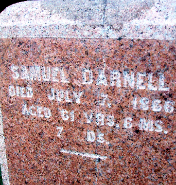 Grave Marker for Samuel Darnell