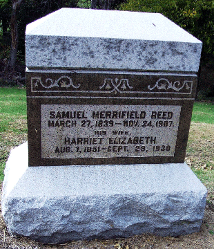 Grave Marker for Samuel and Harriet Reed 