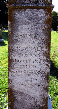 Grave Marker for Samuel H. Kimball